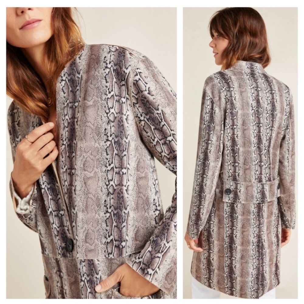 Blank NYC Python Print Faux Suede Coat